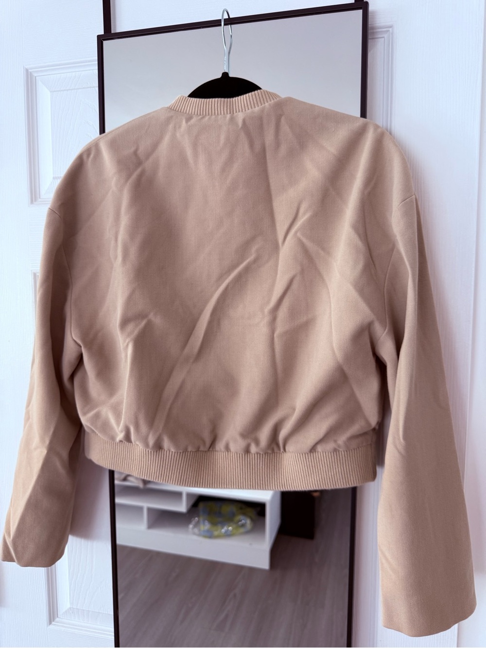 Zara Beige Cropped Button-Front Bomber Jacket - Picture 11 of 13